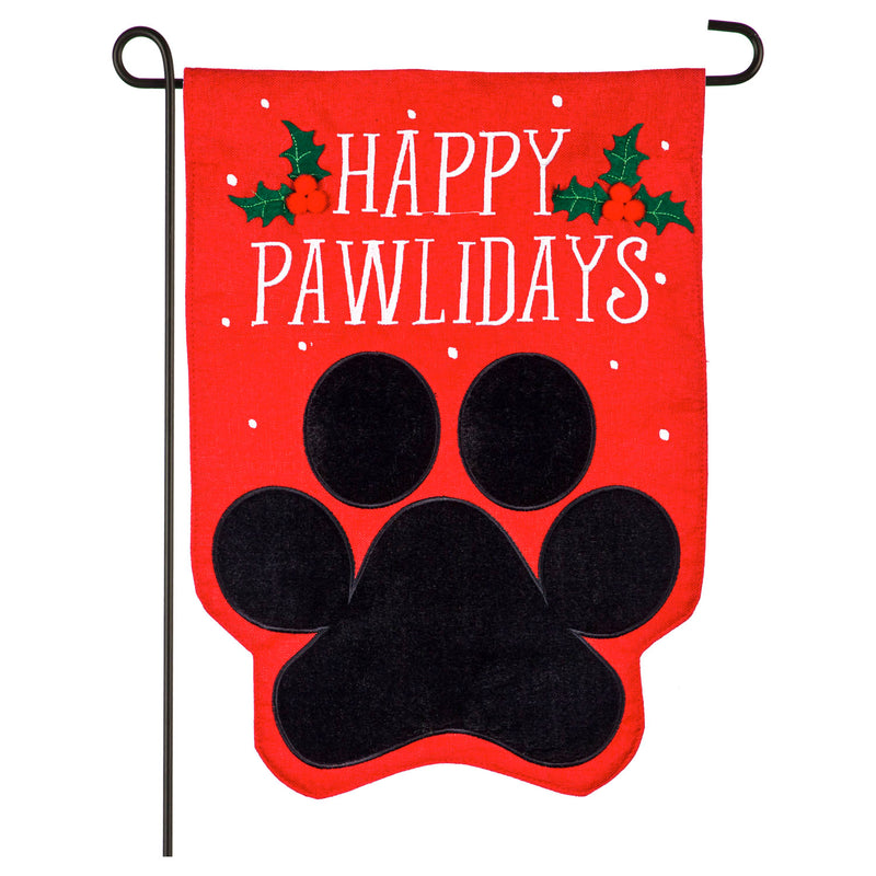 Happy Pawlidays Garden Burlap Flag,14b9386