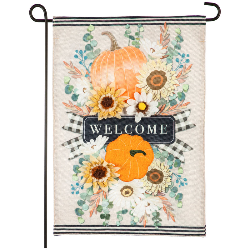 Autumn Floral Swag Garden Burlap Flag,14b9398bl