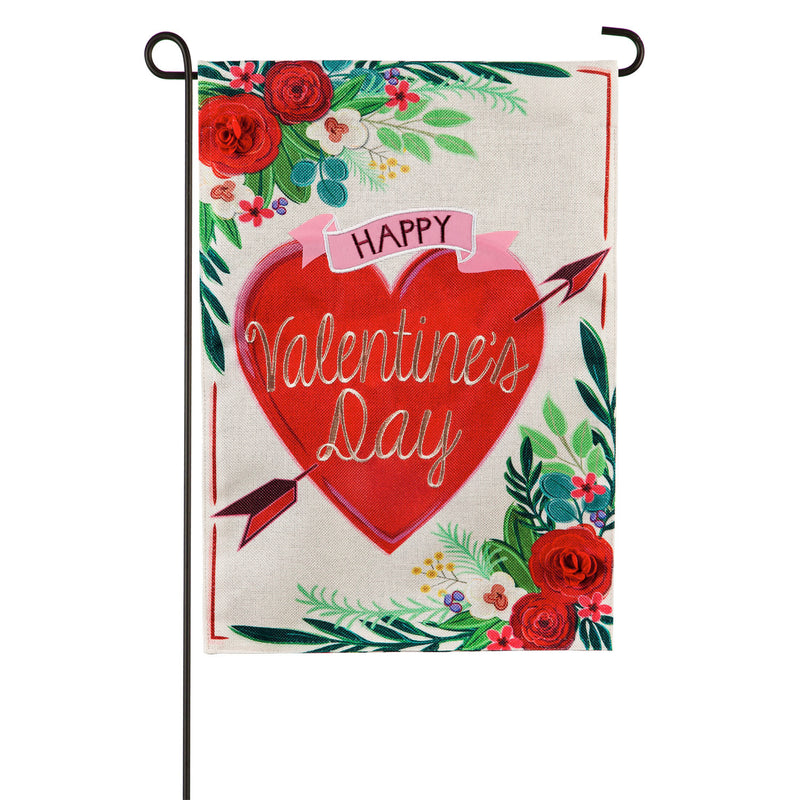 Valentine's Day Floral Garden Burlap Flag,14b9450