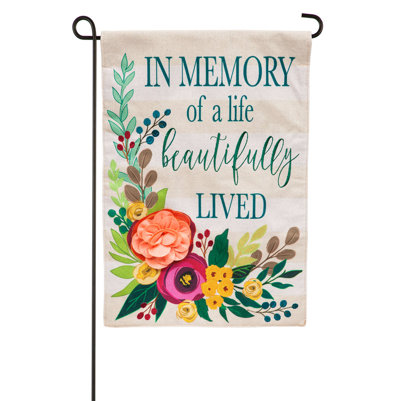 Evergreen Flag,In Memory of a Life Beautifully Lived Garden Burlap Flag,12.5x0.2x18 Inches