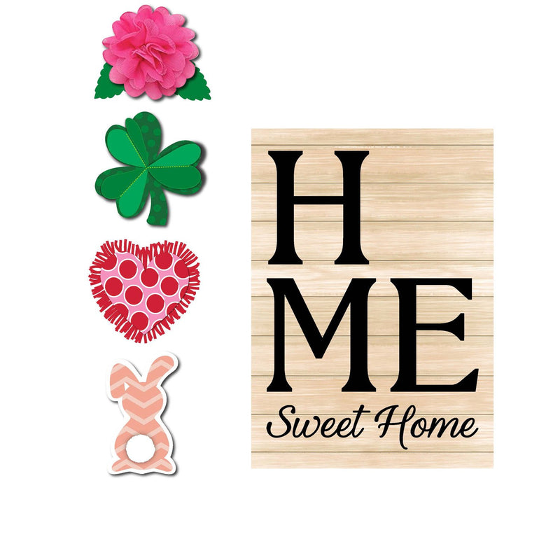 Evergreen Flag,Spring Home Sweet Home Interchangeable Icon Garden Burlap Flag,0.2x12.5x18 Inches