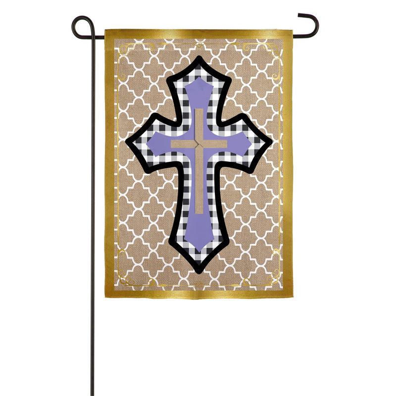 Spring Cross Garden Burlap Flag,14b9572bl