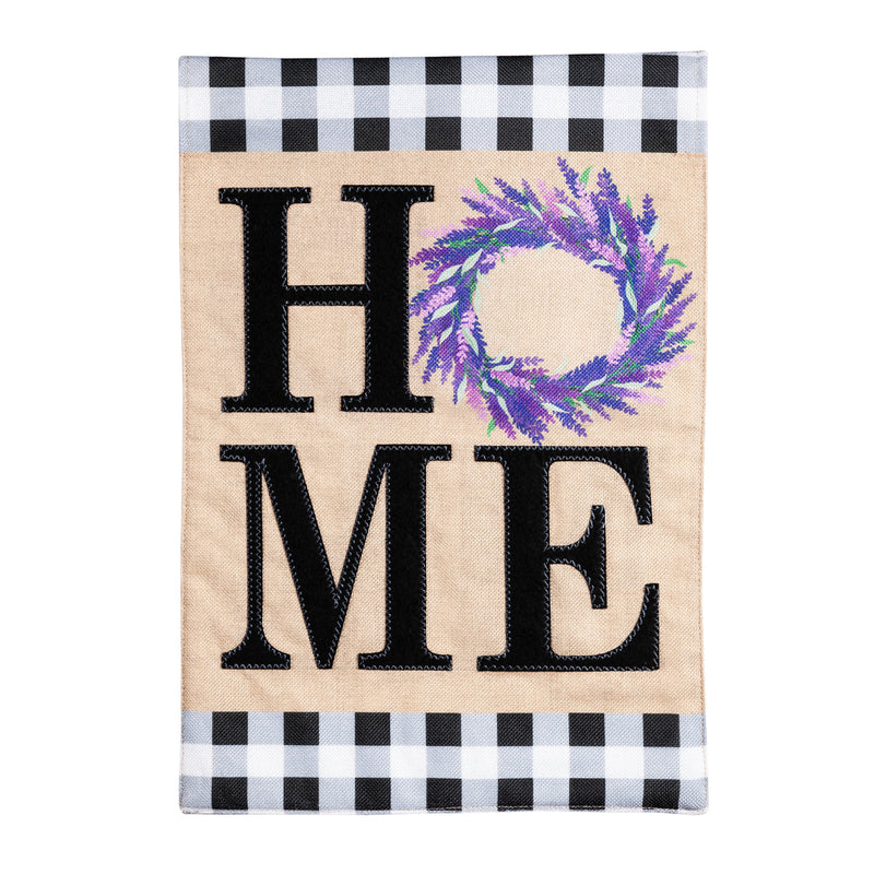 HOME Lavender Wreath Garden Burlap Flag,14b9626