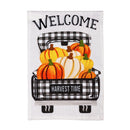 Pumpkin Plaid Truck Garden Burlap Flag,14b9900