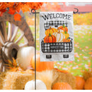 Pumpkin Plaid Truck Garden Burlap Flag,14b9900