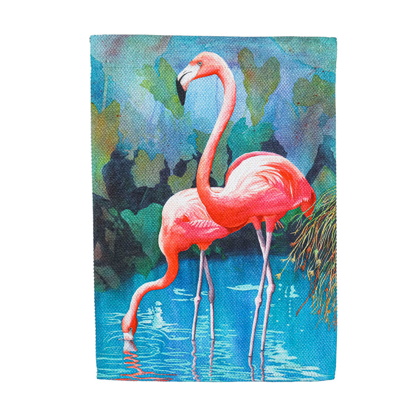 Flamingo Couple Garden Textured Suede Flag, 18"x12.5"inches