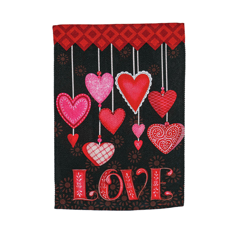 Hanging Love Hearts Garden Textured Suede, 18"x12.5"inches