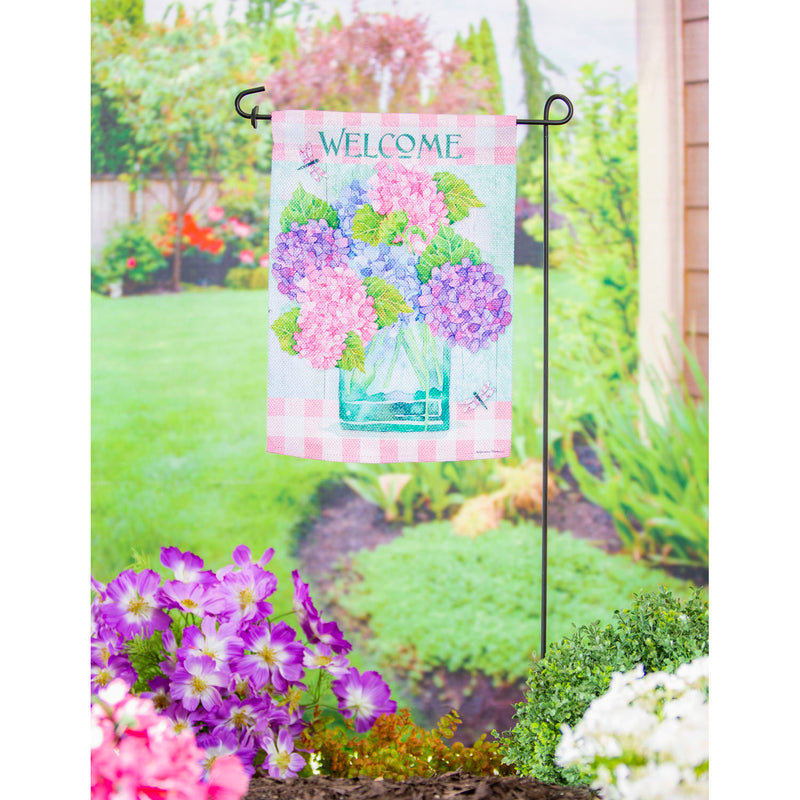 Welcome Hydrangeas Garden Textured Suede Flag,14es10295