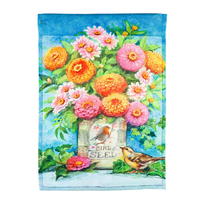 Bird Seed Tin Garden Textured Suede Flag,14es10323