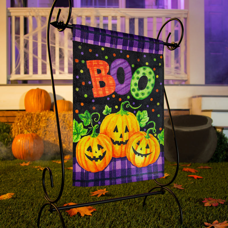 Boo Jack-o-Lanterns Garden Textured Suede Flag,14es10514