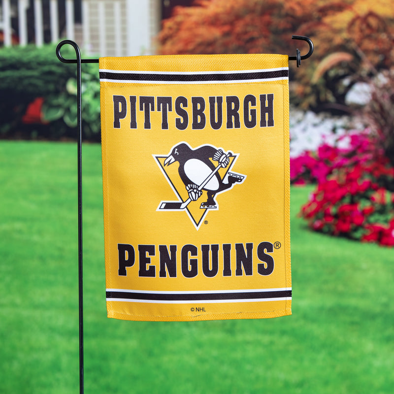 Evergreen Flag,Embossed Suede Flag, GDN Size, Pittsburgh Penguins,12.5x0.2x18 Inches