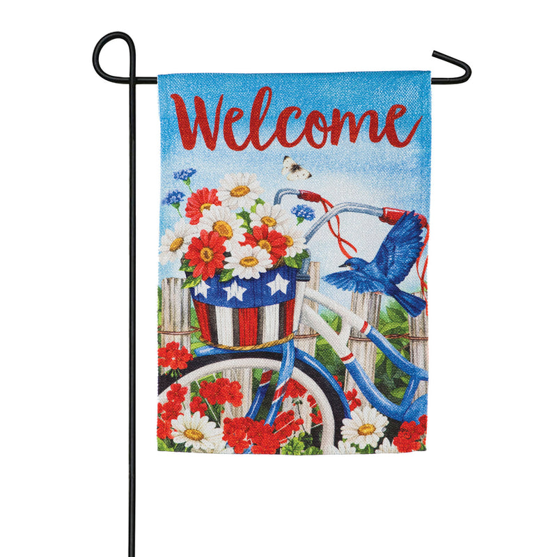 Patriotic Bicycle Garden Textured Suede Flag,14es9158