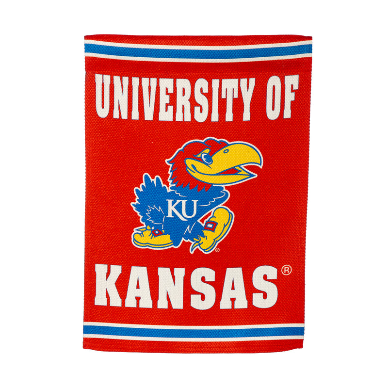 Evergreen Flag,Embossed Suede Flag, GDN Size, University of Kansas,12.5x0.2x18 Inches