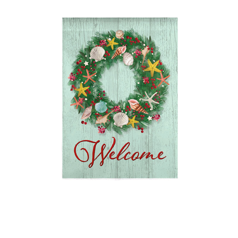 Christmas Shell Wreath Garden Linen Flag,14l10094