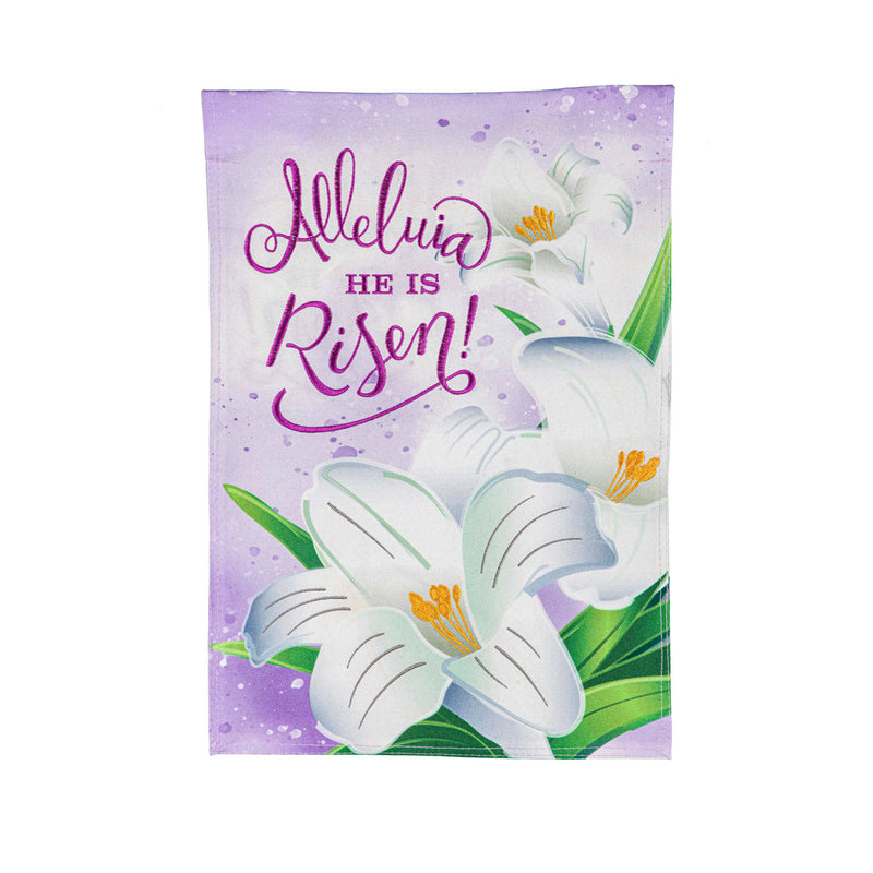 Alleluia He is Risen Garden Linen Flag,14l10155