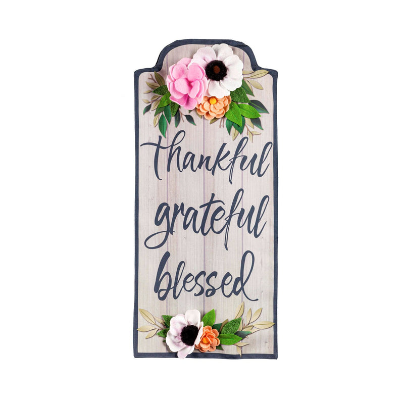 Thankful Grateful Blessed Floral Everlasting Impressions Textile Décor,14l10163xl