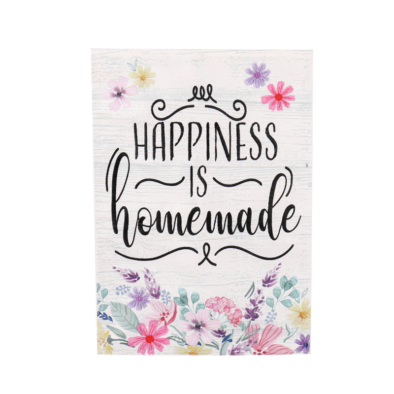 Happiness is Homemade Floral Garden Linen Flag, 18"x12.5"inches