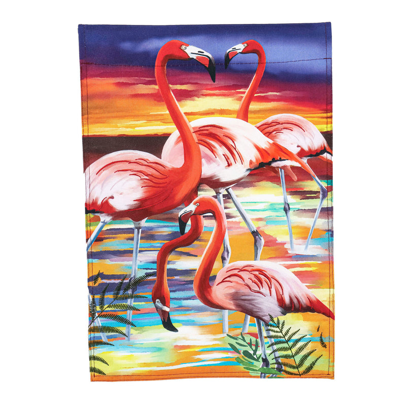 Flamingo Grouping Garden Linen Flag, 18"x12.5"inches