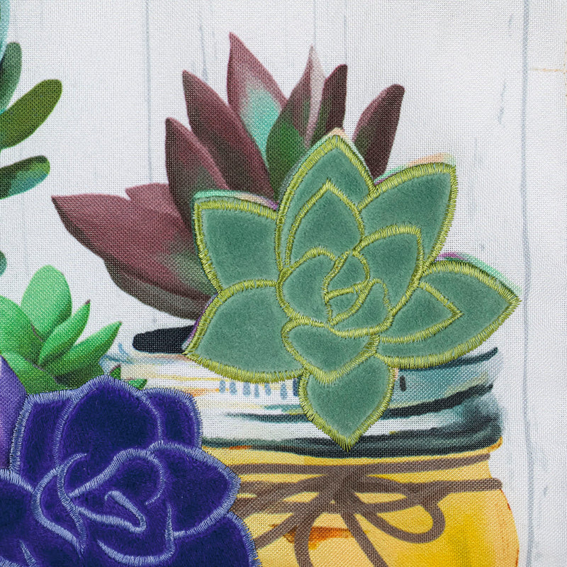 Evergreen Flag,Mason Jar Succulents Garden Linen Flag,12.5x0.2x18 Inches