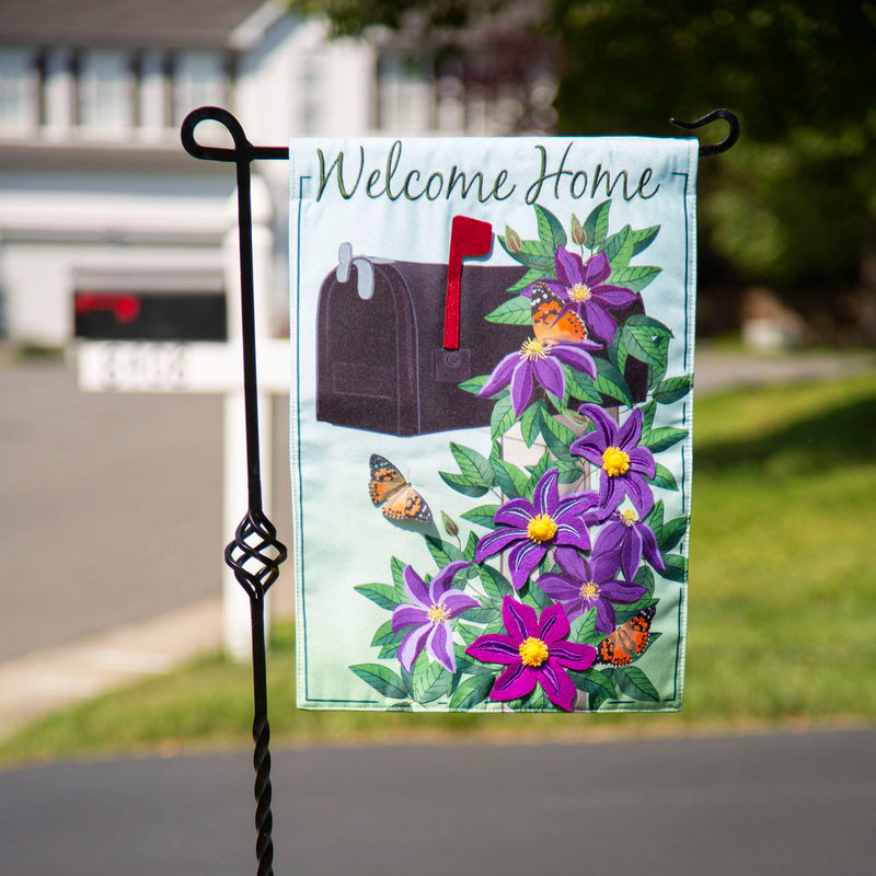 Home Clematis Mailbox Garden Linen Flag,14l10311