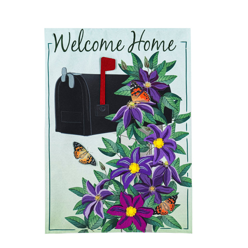 Home Clematis Mailbox Garden Linen Flag,14l10311