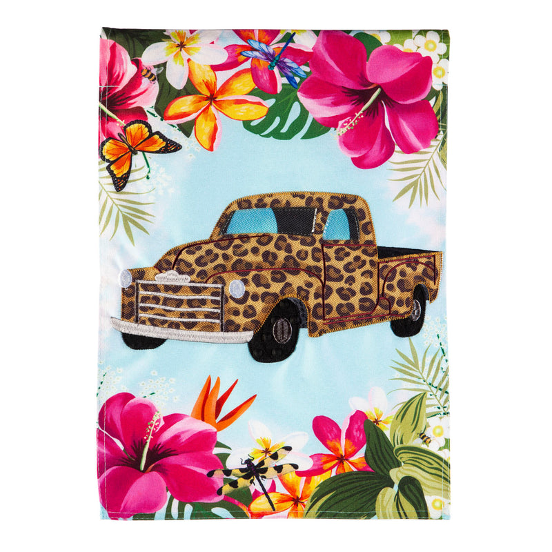 Animal Print Truck Garden Linen Flag,14l10325