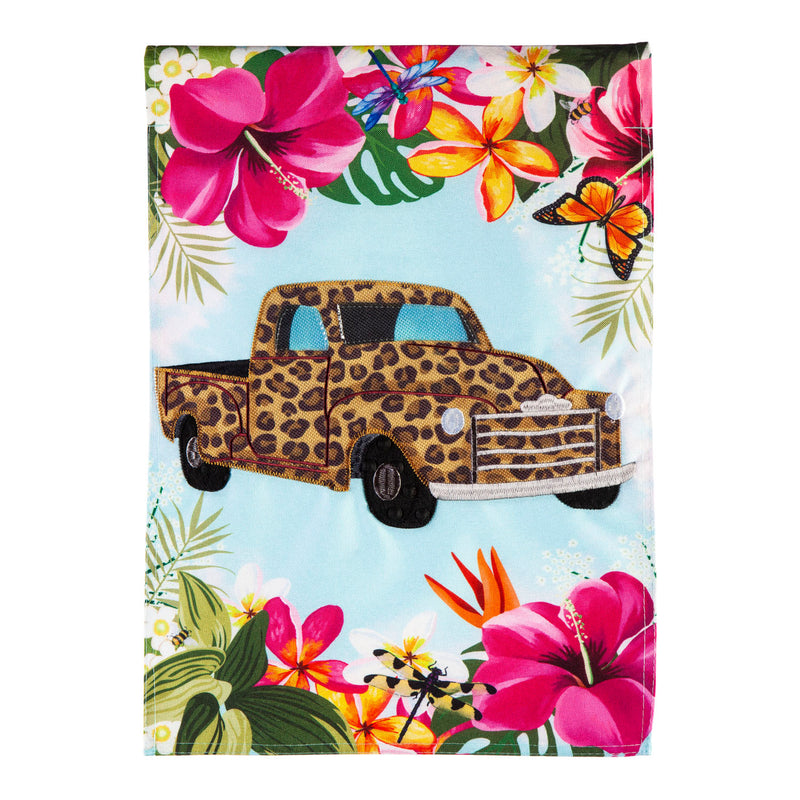 Animal Print Truck Garden Linen Flag,14l10325