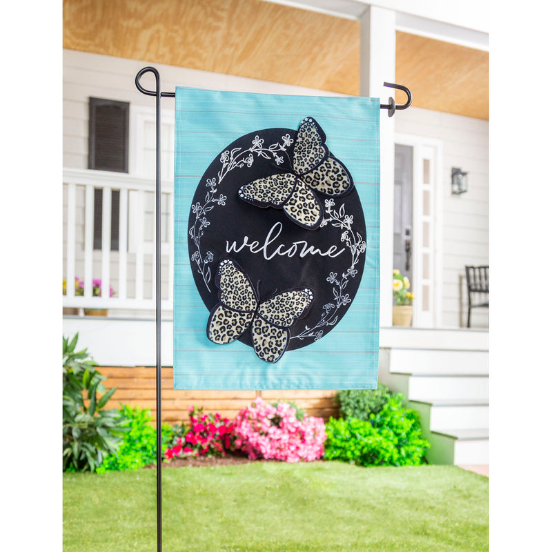 Animal Print Butterfly Welcome Garden Linen Flag,14l10341