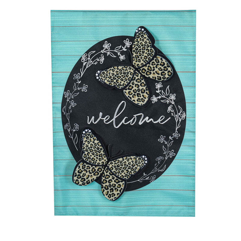 Animal Print Butterfly Welcome Garden Linen Flag,14l10341