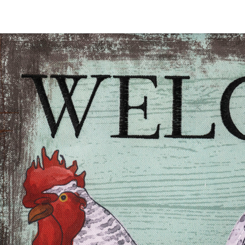 Welcome Rooster Garden Linen Flag,14l10352