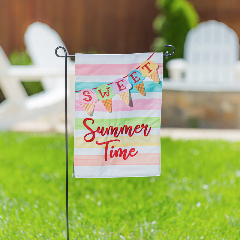 Evergreen Flag,Sweet Summertime Icecream Garden Linen Flag,12.5x18x0.2 Inches