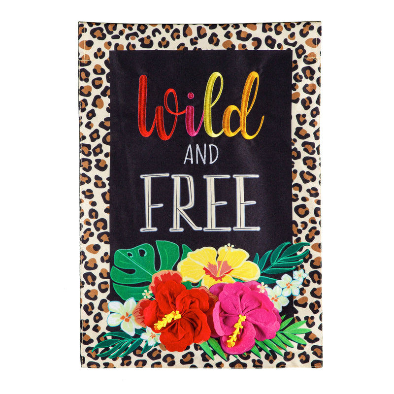 Wild and Free Garden Linen Flag,14l10417