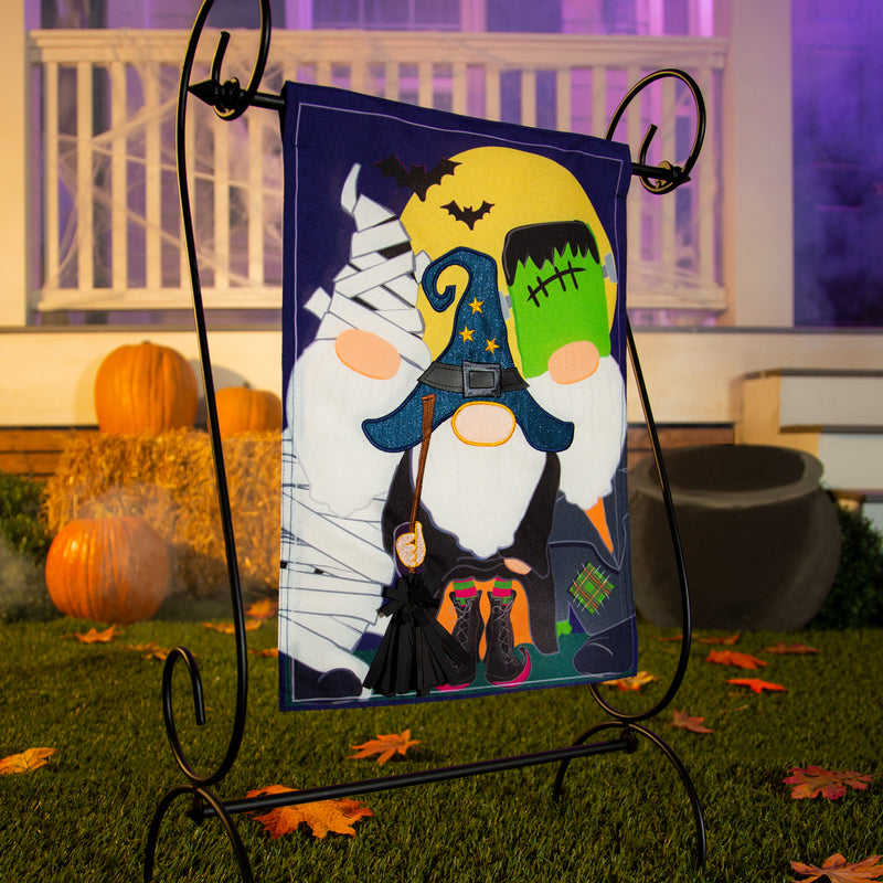 Evergreen Flag,Trick or Treat Gnomes Garden Linen Flag,12.5x0.2x18 Inches