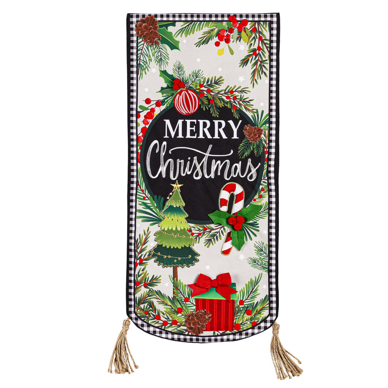Evergreen Flag,Traditional Merry Christmas Everlasting Impressions Textile Decor,28x12.5x0.13 Inches