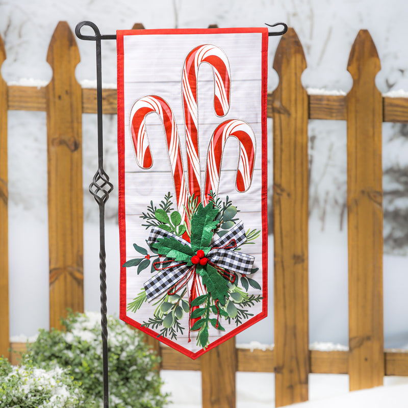 Evergreen Flag,Classic Candy Cane Trio Everlasting Impressions Textile Decor,28x12.5x0.13 Inches