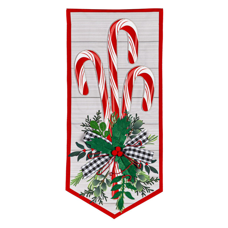 Evergreen Flag,Classic Candy Cane Trio Everlasting Impressions Textile Decor,28x12.5x0.13 Inches