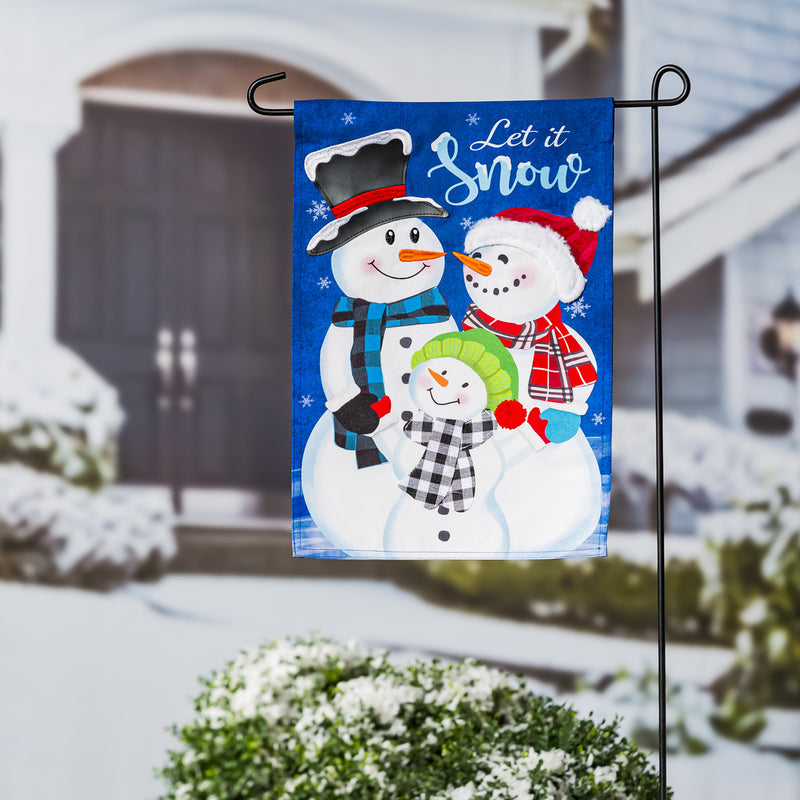 Let it Snow Family Garden Linen Flag,14l10582