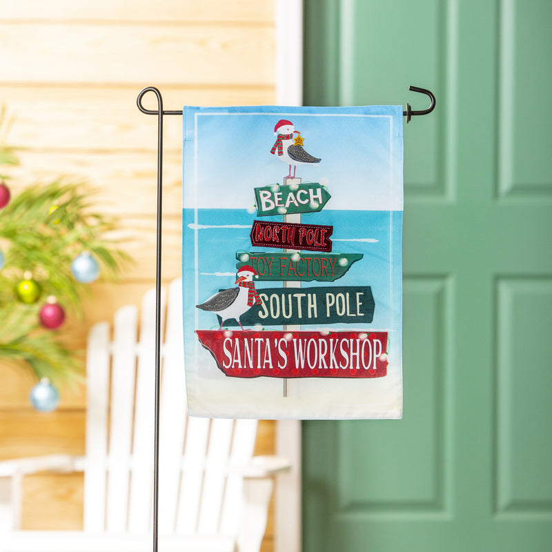 Evergreen Flag,Holiday Signs and Seagulls Garden Linen Flag,18x12.5x0.2 Inches