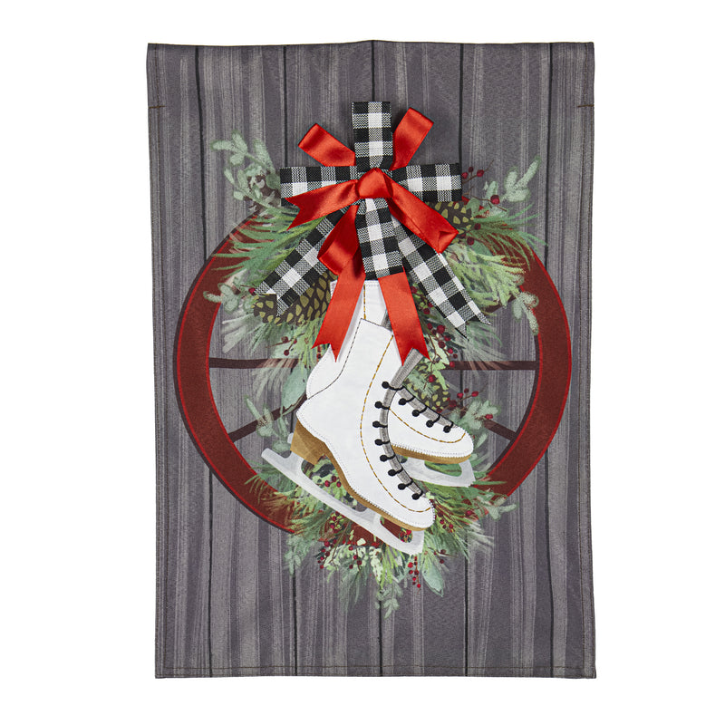 Ribbon and Skis Garden Linen Flag,14l10676