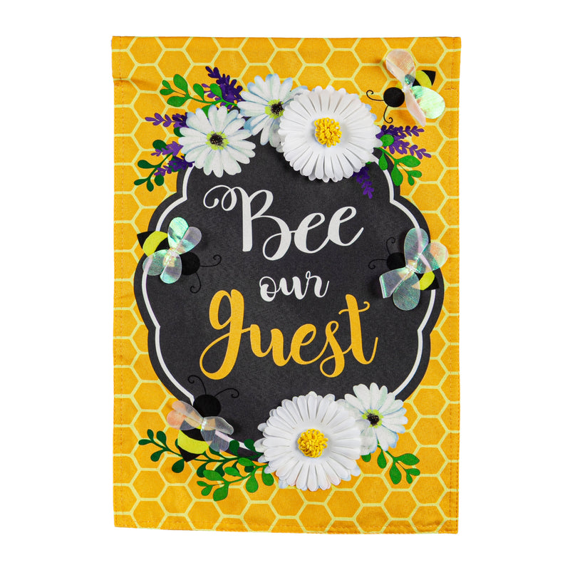 Bee Our Guest Frame Garden Linen Flag,14l10894