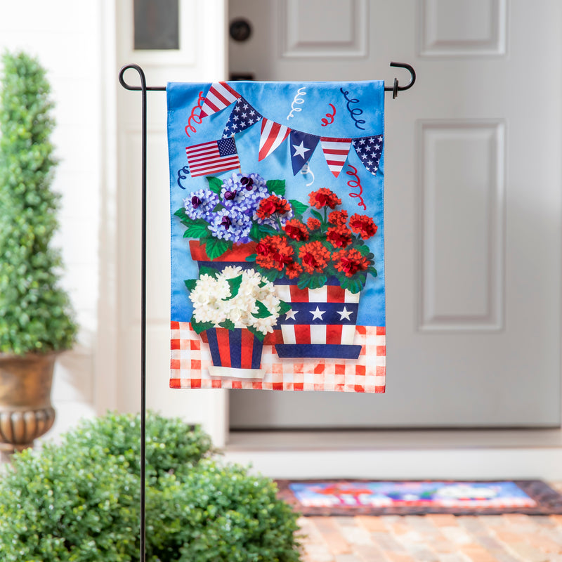 Patriotic Flower Pot Garden Linen Flag,14l10956