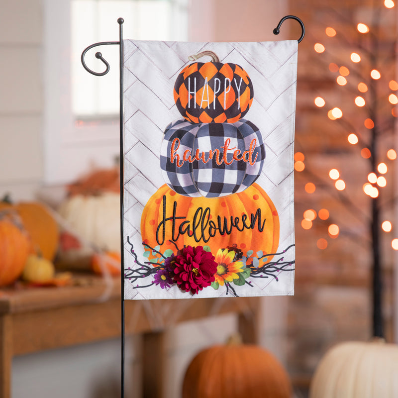 Haunted Stacked Pumpkins Garden Linen Flag,14l11046