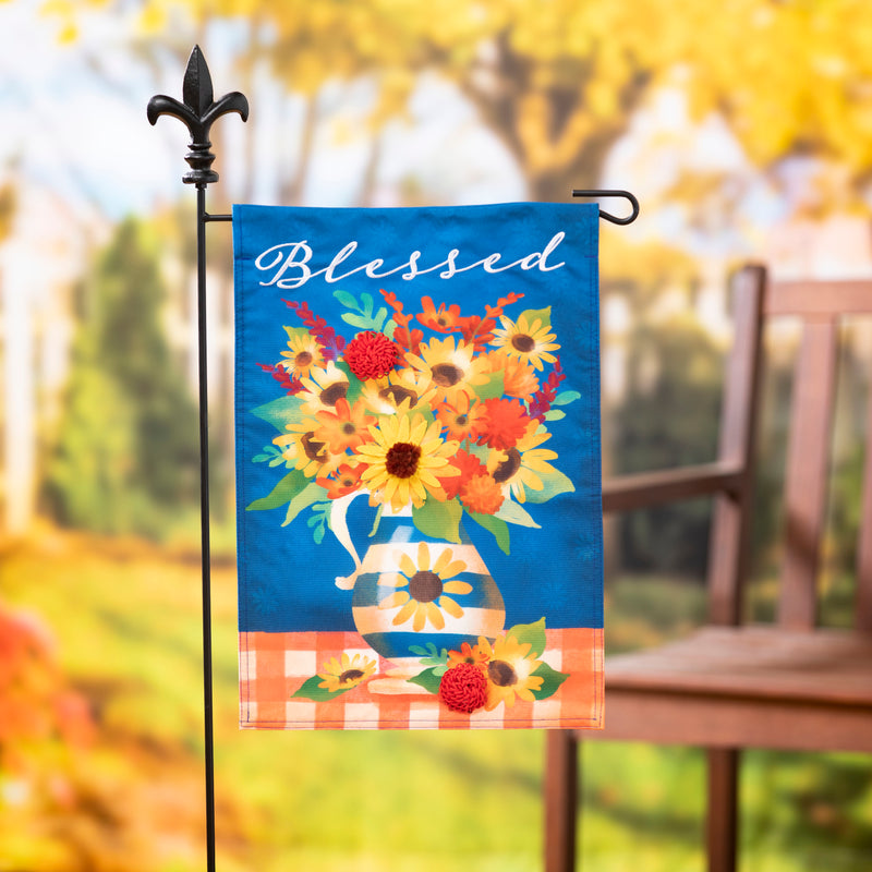 Blessed Floral Arrangement Garden Linen Flag,14l11070