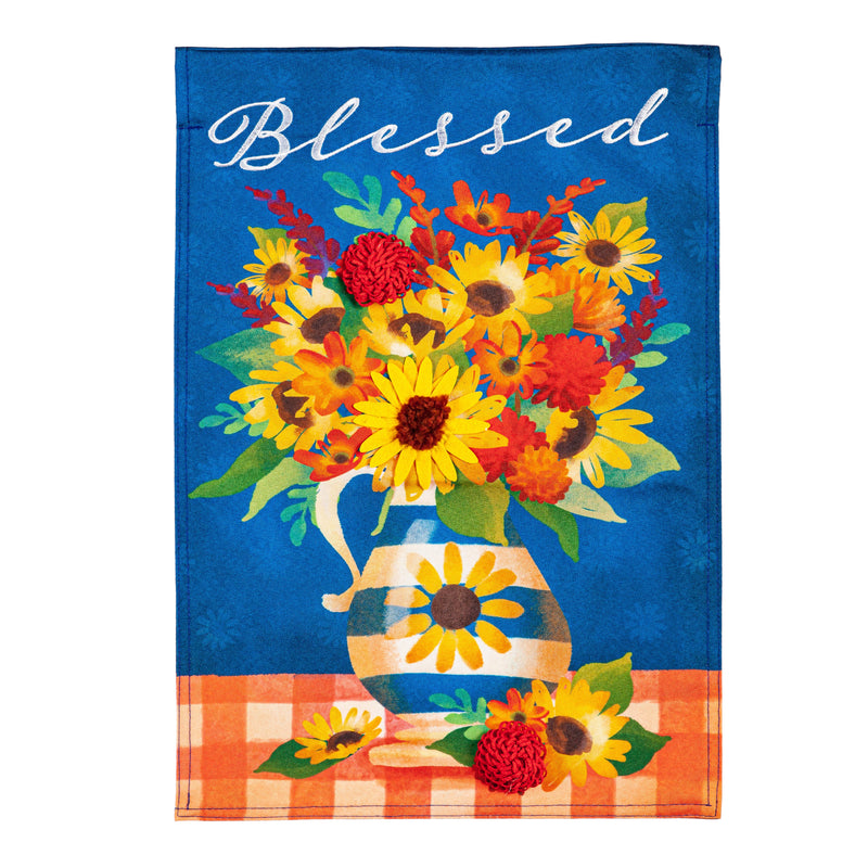 Blessed Floral Arrangement Garden Linen Flag,14l11070