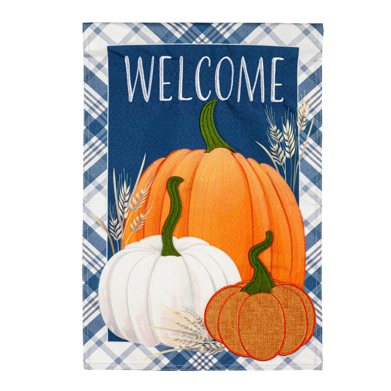 Plaid Pumpkins Garden Linen Flag,14l11073