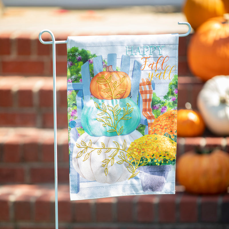 Happy Fall Stacked Pumpkins Garden Linen Flag,14l11137