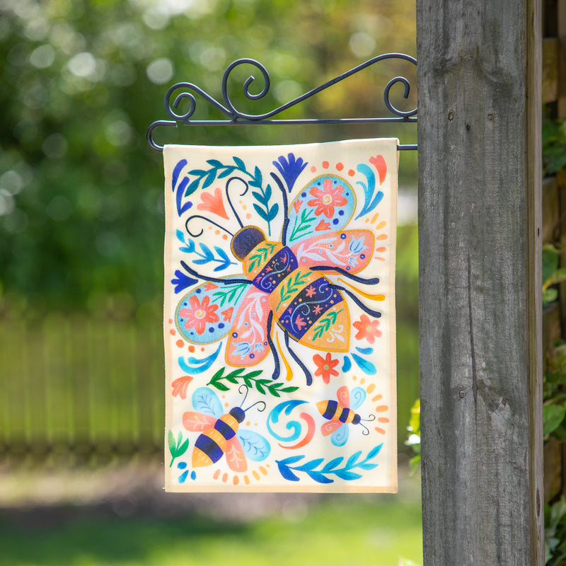 Patterned Bee Linen Garden Flag,14l11507