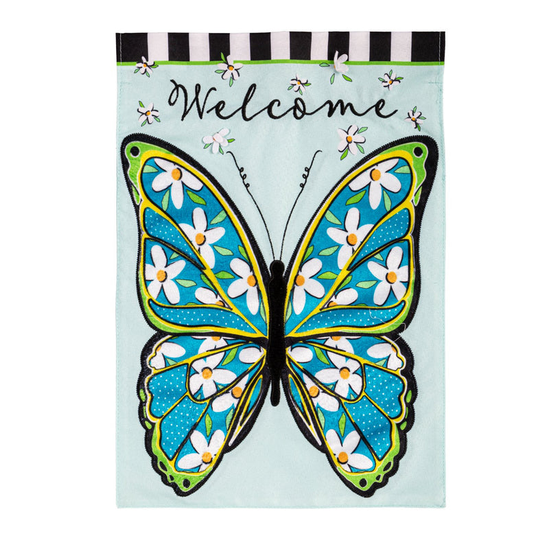 Floral Butterfly Welcome Linen Garden Flag,14l11754