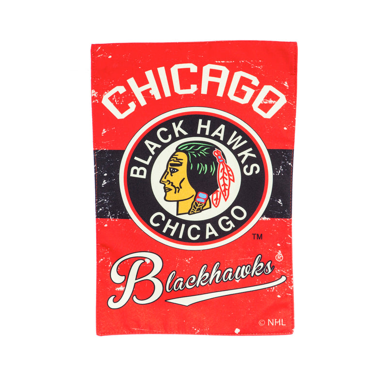 Evergreen Flag,Chicago Blackhawks, Vintage Linen GDN,12.5x18x0.1 Inches
