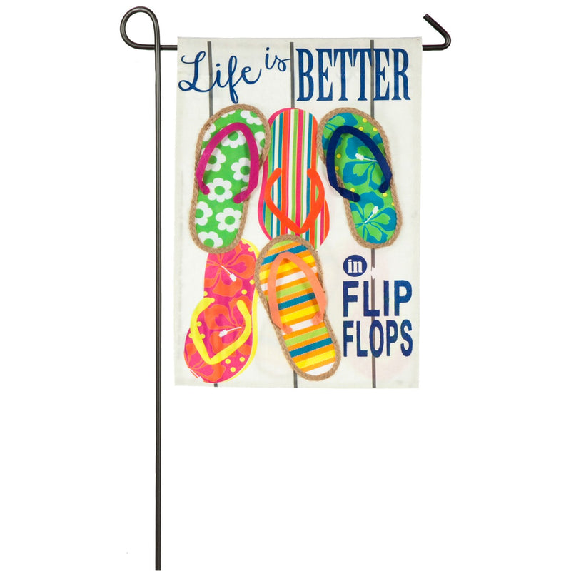 Evergreen Flag,Life Is Better In Flip Flops Garden Linen Flag,12.5x18x0.25 Inches